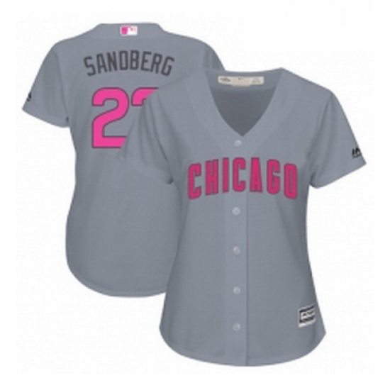 Womens Majestic Chicago Cubs 23 Ryne Sandberg Authentic Grey Mothers Day Cool Base MLB Jersey Womens Majestic Chicago Cubs 23 Ryne Sandberg Authentic Grey Mothers Day Cool Base MLB Jersey