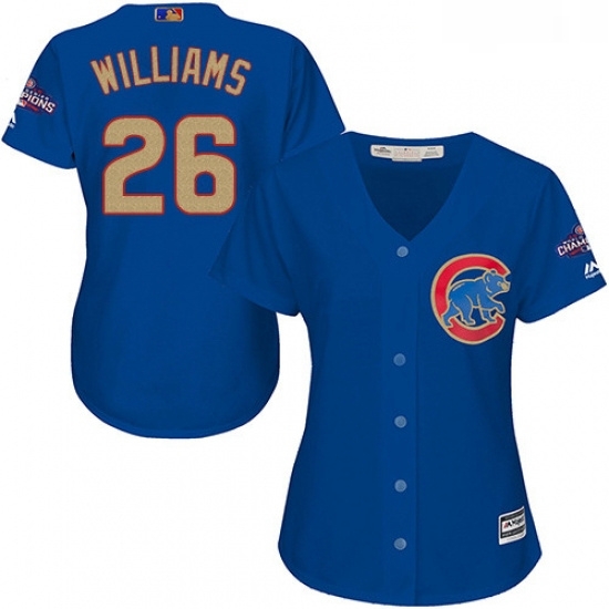 Womens Majestic Chicago Cubs 26 Billy Williams Authentic Royal Blue 2017 Gold Champion MLB Jersey Womens Majestic Chicago Cubs 26 Billy Williams Authentic Royal Blue 2017 Gold Champion MLB Jersey