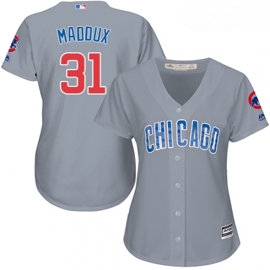 Womens Majestic Chicago Cubs 31 Greg Maddux Authentic Grey Road MLB Jersey Womens Majestic Chicago Cubs 31 Greg Maddux Authentic Grey Road MLB Jersey