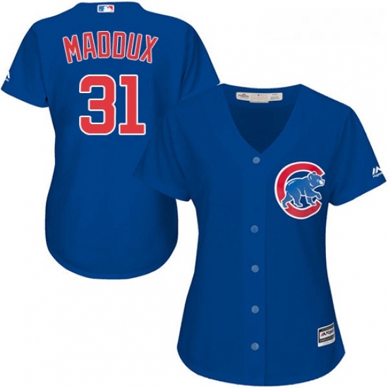 Womens Majestic Chicago Cubs 31 Greg Maddux Authentic Royal Blue Alternate MLB Jersey Womens Majestic Chicago Cubs 31 Greg Maddux Authentic Royal Blue Alternate MLB Jersey
