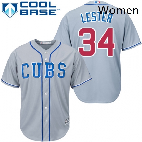 Womens Majestic Chicago Cubs 34 Jon Lester Authentic Grey Alternate Road MLB Jersey Womens Majestic Chicago Cubs 34 Jon Lester Authentic Grey Alternate Road MLB Jersey