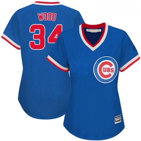 Womens Majestic Chicago Cubs 34 Kerry Wood Replica Royal Blue Cooperstown MLB Jersey Womens Majestic Chicago Cubs 34 Kerry Wood Replica Royal Blue Cooperstown MLB Jersey