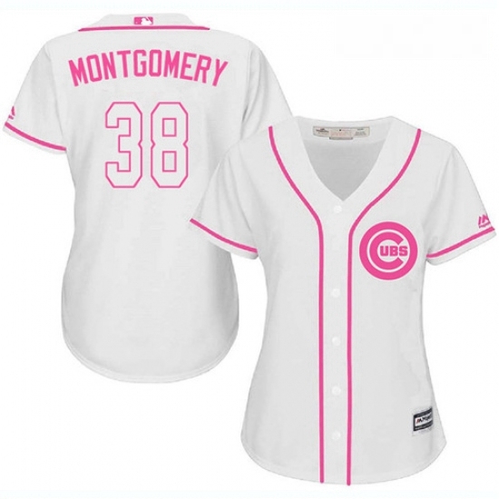 Womens Majestic Chicago Cubs 38 Mike Montgomery Replica White Fashion MLB Jersey Womens Majestic Chicago Cubs 38 Mike Montgomery Replica White Fashion MLB Jersey