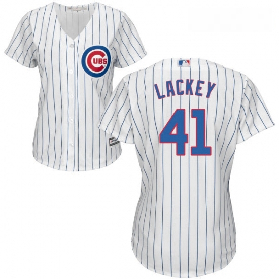 Womens Majestic Chicago Cubs 41 John Lackey Authentic White Home Cool Base MLB Jersey Womens Majestic Chicago Cubs 41 John Lackey Authentic White Home Cool Base MLB Jersey
