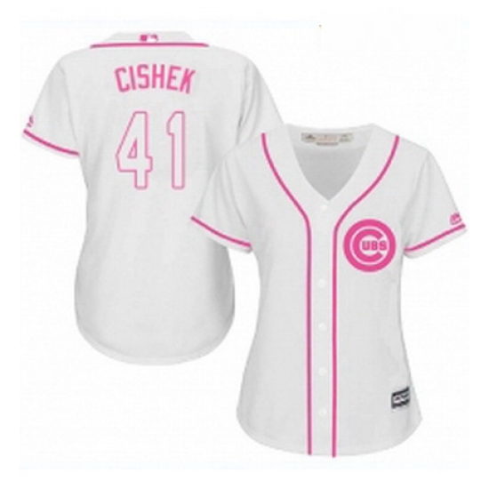 Womens Majestic Chicago Cubs 41 Steve Cishek Authentic White Fashion MLB Jersey Womens Majestic Chicago Cubs 41 Steve Cishek Authentic White Fashion MLB Jersey