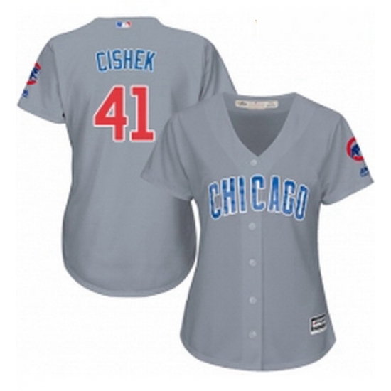 Womens Majestic Chicago Cubs 41 Steve Cishek Replica Grey Road MLB Jersey Womens Majestic Chicago Cubs 41 Steve Cishek Replica Grey Road MLB Jersey