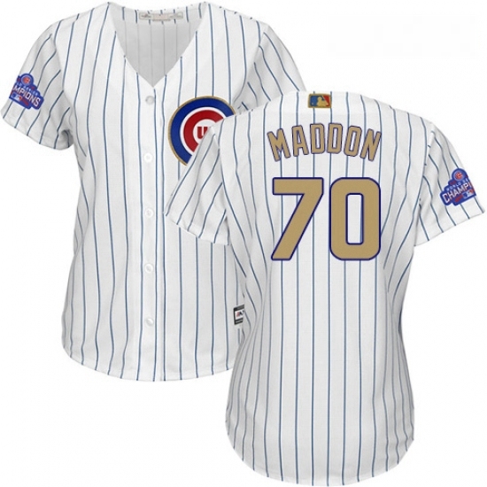 Womens Majestic Chicago Cubs 70 Joe Maddon Authentic White 2017 Gold Program MLB Jersey Womens Majestic Chicago Cubs 70 Joe Maddon Authentic White 2017 Gold Program MLB Jersey