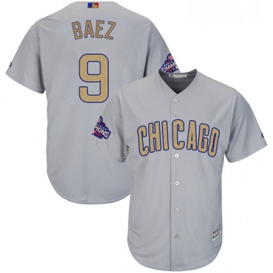 Womens Majestic Chicago Cubs 9 Javier Baez Authentic Gray 2017 Gold Champion MLB Jersey Womens Majestic Chicago Cubs 9 Javier Baez Authentic Gray 2017 Gold Champion MLB Jersey