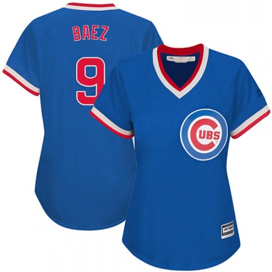 Womens Majestic Chicago Cubs 9 Javier Baez Replica Royal Blue Cooperstown MLB Jersey Womens Majestic Chicago Cubs 9 Javier Baez Replica Royal Blue Cooperstown MLB Jersey