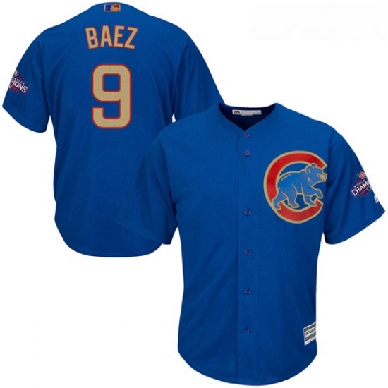 Youth Majestic Chicago Cubs 9 Javier Baez Authentic Royal Blue 2017 Gold Champion Cool Base MLB Jersey Youth Majestic Chicago Cubs 9 Javier Baez Authentic Royal Blue 2017 Gold Champion Cool Base MLB Jersey