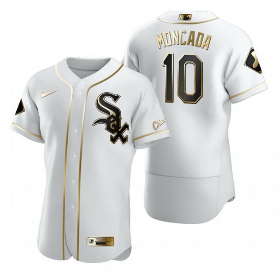 Chicago White Sox 10 Yoan Moncada White Nike Mens Authentic Golden Edition MLB Jersey Chicago White Sox 10 Yoan Moncada White Nike Mens Authentic Golden Edition MLB Jersey