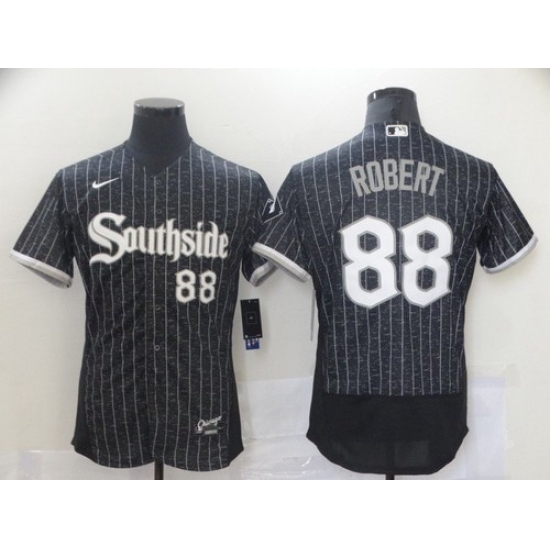 Men Chicago White Sox 88 Luis Robert Black 2021 City Connect Stitched MLB Flex Base Nike Jersey Men Chicago White Sox 88 Luis Robert Black 2021 City Connect Stitched MLB Flex Base Nike Jersey