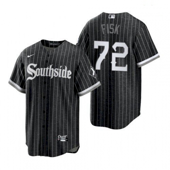 Men's Chicago White Sox Southside Carlton Fisk Black Replica Jersey Men's Chicago White Sox Southside Carlton Fisk Black Replica Jersey