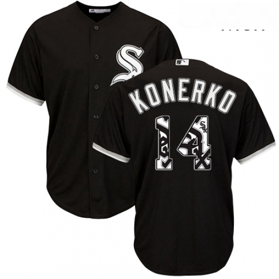 Mens Majestic Chicago White Sox 14 Paul Konerko Authentic Black Team Logo Fashion Cool Base MLB Jersey Mens Majestic Chicago White Sox 14 Paul Konerko Authentic Black Team Logo Fashion Cool Base MLB Jersey