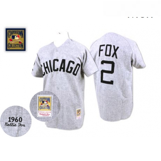 Mens Mitchell and Ness 1960 Chicago White Sox 2 Nellie Fox Replica Grey Throwback MLB Jersey Mens Mitchell and Ness 1960 Chicago White Sox 2 Nellie Fox Replica Grey Throwback MLB Jersey