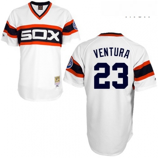 Mens Mitchell and Ness 1983 Chicago White Sox 23 Robin Ventura Replica White Throwback MLB Jersey Mens Mitchell and Ness 1983 Chicago White Sox 23 Robin Ventura Replica White Throwback MLB Jersey