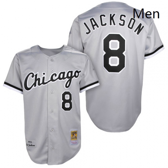 Mens Mitchell and Ness 1993 Chicago White Sox 8 Bo Jackson Replica Grey Throwback MLB Jersey Mens Mitchell and Ness 1993 Chicago White Sox 8 Bo Jackson Replica Grey Throwback MLB Jersey