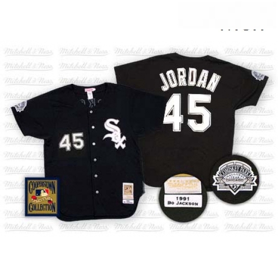 Mens Mitchell and Ness Chicago White Sox 45 Michael Jordan Authentic Black Throwback MLB Jersey Mens Mitchell and Ness Chicago White Sox 45 Michael Jordan Authentic Black Throwback MLB Jersey