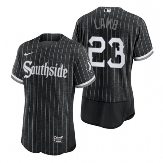 Men's White Sox Southside Jake Lamb Black 2021 City Authentic Jersey Men's White Sox Southside Jake Lamb Black 2021 City Authentic Jersey