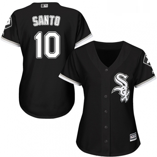Womens Majestic Chicago White Sox 10 Ron Santo Replica Black Alternate Home Cool Base MLB Jersey Womens Majestic Chicago White Sox 10 Ron Santo Replica Black Alternate Home Cool Base MLB Jersey