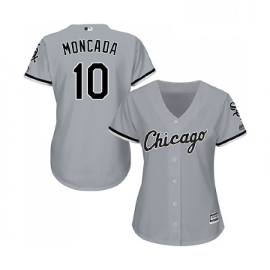 Womens Majestic Chicago White Sox 10 Yoan Moncada Replica Grey Road Cool Base MLB Jerseys Womens Majestic Chicago White Sox 10 Yoan Moncada Replica Grey Road Cool Base MLB Jerseys