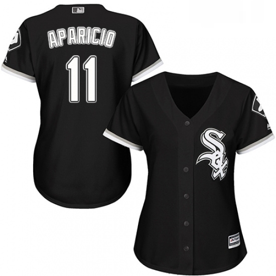 Womens Majestic Chicago White Sox 11 Luis Aparicio Authentic Black Alternate Home Cool Base MLB Jersey Womens Majestic Chicago White Sox 11 Luis Aparicio Authentic Black Alternate Home Cool Base MLB Jersey