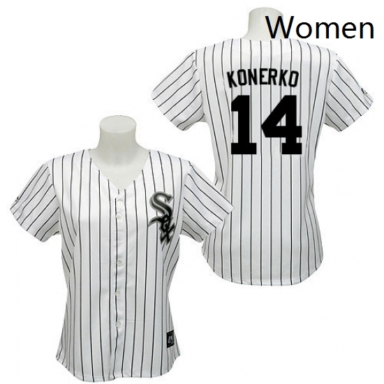 Womens Majestic Chicago White Sox 14 Paul Konerko Authentic WhiteBlack Strip Fashion MLB Jersey Womens Majestic Chicago White Sox 14 Paul Konerko Authentic WhiteBlack Strip Fashion MLB Jersey