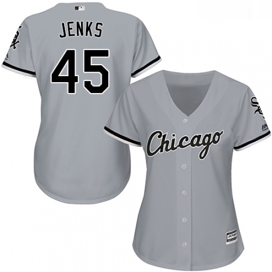 Womens Majestic Chicago White Sox 45 Bobby Jenks Replica Grey Road Cool Base MLB Jersey Womens Majestic Chicago White Sox 45 Bobby Jenks Replica Grey Road Cool Base MLB Jersey
