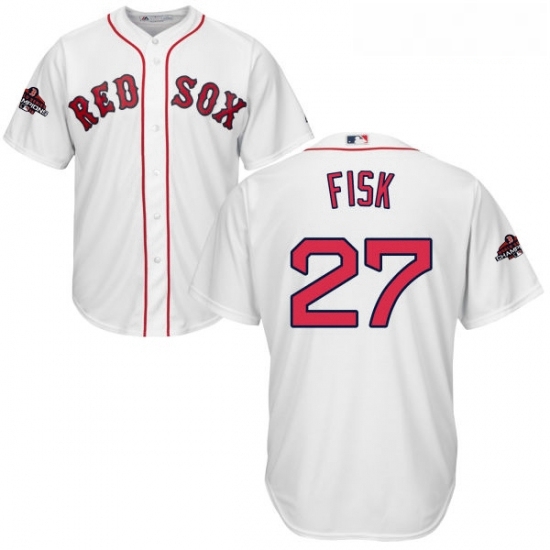 Youth Majestic Boston Red Sox 27 Carlton Fisk Authentic White Home Cool Base 2018 World Series Champions MLB Jersey Youth Majestic Boston Red Sox 27 Carlton Fisk Authentic White Home Cool Base 2018 World Series Champions MLB Jersey