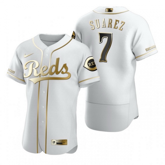 Cincinnati Reds 7 Eugenio Suarez White Nike Mens Authentic Golden Edition MLB Jersey Cincinnati Reds 7 Eugenio Suarez White Nike Mens Authentic Golden Edition MLB Jersey