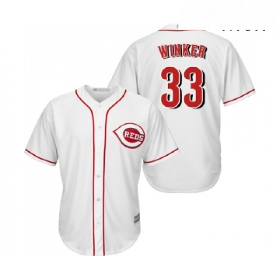 Mens Cincinnati Reds 33 Jesse Winker Replica White Home Cool Base Baseball Jersey Mens Cincinnati Reds 33 Jesse Winker Replica White Home Cool Base Baseball Jersey