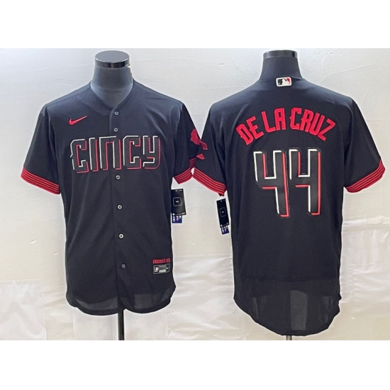 Men's Cincinnati Reds #44 Elly De La Cruz Black 2023 City Connect Cool Base Stitched Jersey III Men's Cincinnati Reds #44 Elly De La Cruz Black 2023 City Connect Cool Base Stitched Jersey III