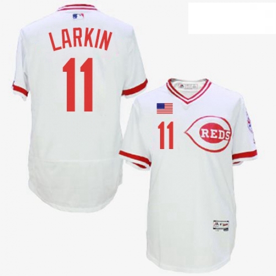 Mens Majestic Cincinnati Reds 11 Barry Larkin White Flexbase Authentic Collection Cooperstown MLB Jersey Mens Majestic Cincinnati Reds 11 Barry Larkin White Flexbase Authentic Collection Cooperstown MLB Jersey