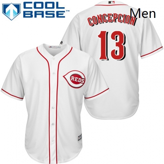 Mens Majestic Cincinnati Reds 13 Dave Concepcion Replica White Home Cool Base MLB Jersey Mens Majestic Cincinnati Reds 13 Dave Concepcion Replica White Home Cool Base MLB Jersey