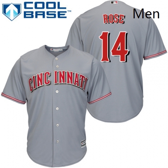 Mens Majestic Cincinnati Reds 14 Pete Rose Replica Grey Road Cool Base MLB Jersey Mens Majestic Cincinnati Reds 14 Pete Rose Replica Grey Road Cool Base MLB Jersey