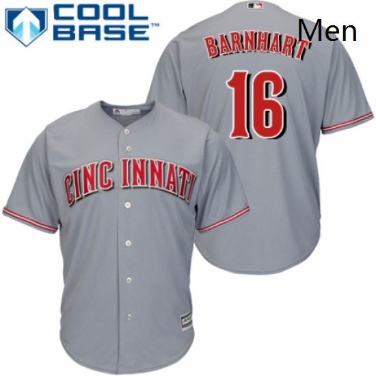 Mens Majestic Cincinnati Reds 16 Tucker Barnhart Replica Grey Road Cool Base MLB Jersey Mens Majestic Cincinnati Reds 16 Tucker Barnhart Replica Grey Road Cool Base MLB Jersey