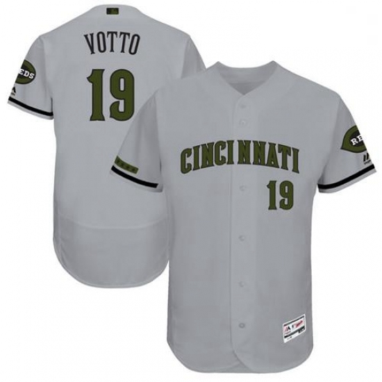 Mens Majestic Cincinnati Reds 19 Joey Votto Grey Flexbase Authentic Collection Memorial Day MLB Jersey Mens Majestic Cincinnati Reds 19 Joey Votto Grey Flexbase Authentic Collection Memorial Day MLB Jersey