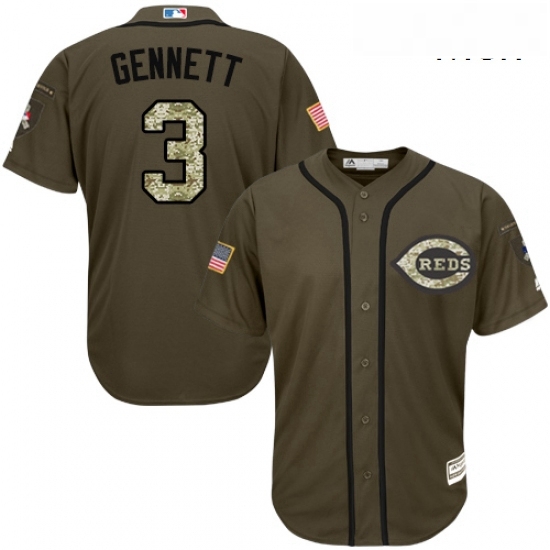 Mens Majestic Cincinnati Reds 3 Scooter Gennett Replica Green Salute to Service MLB Jersey Mens Majestic Cincinnati Reds 3 Scooter Gennett Replica Green Salute to Service MLB Jersey