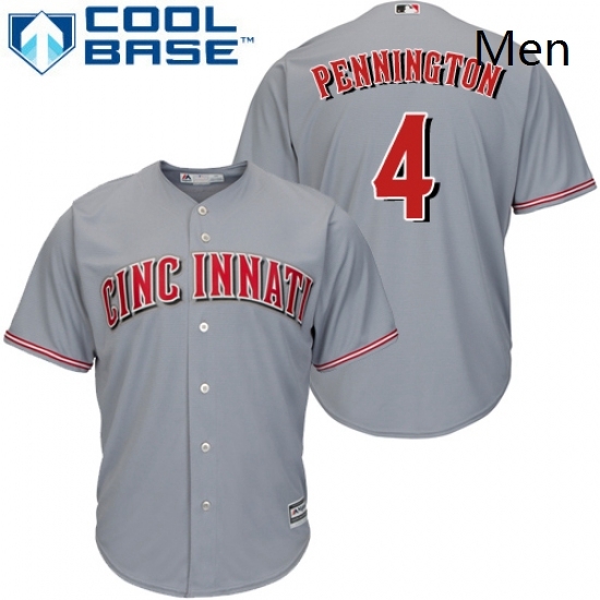 Mens Majestic Cincinnati Reds 4 Cliff Pennington Replica Grey Road Cool Base MLB Jersey Mens Majestic Cincinnati Reds 4 Cliff Pennington Replica Grey Road Cool Base MLB Jersey