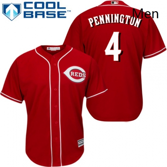 Mens Majestic Cincinnati Reds 4 Cliff Pennington Replica Red Alternate Cool Base MLB Jersey Mens Majestic Cincinnati Reds 4 Cliff Pennington Replica Red Alternate Cool Base MLB Jersey