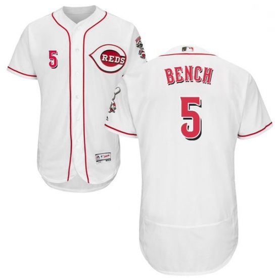 Mens Majestic Cincinnati Reds 5 Johnny Bench White Home Flex Base Authentic Collection MLB Jersey Mens Majestic Cincinnati Reds 5 Johnny Bench White Home Flex Base Authentic Collection MLB Jersey