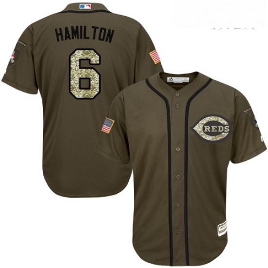 Mens Majestic Cincinnati Reds 6 Billy Hamilton Authentic Green Salute to Service MLB Jersey Mens Majestic Cincinnati Reds 6 Billy Hamilton Authentic Green Salute to Service MLB Jersey