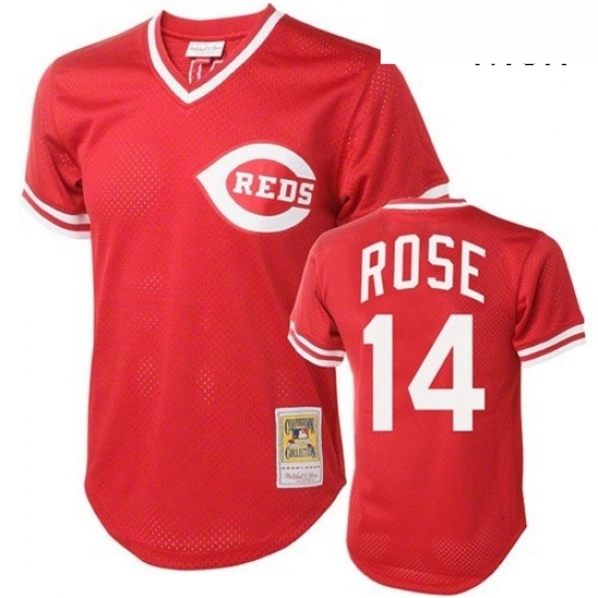 Mens Mitchell and Ness Cincinnati Reds 14 Pete Rose Authentic Red Throwback MLB Jersey Mens Mitchell and Ness Cincinnati Reds 14 Pete Rose Authentic Red Throwback MLB Jersey