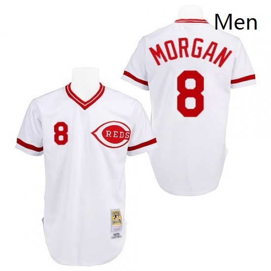 Mens Mitchell and Ness Cincinnati Reds 8 Joe Morgan Replica White Throwback MLB Jersey Mens Mitchell and Ness Cincinnati Reds 8 Joe Morgan Replica White Throwback MLB Jersey