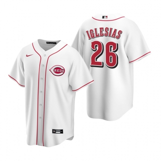 Mens Nike Cincinnati Reds 26 Raisel Iglesias White Home Stitched Baseball Jersey Mens Nike Cincinnati Reds 26 Raisel Iglesias White Home Stitched Baseball Jersey