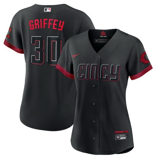 Women Cincinnati Reds 30 Ken Griffey Jr Black 2023 City Connect Stitched Baseball Jersey Women Cincinnati Reds 30 Ken Griffey Jr Black 2023 City Connect Stitched Baseball Jersey