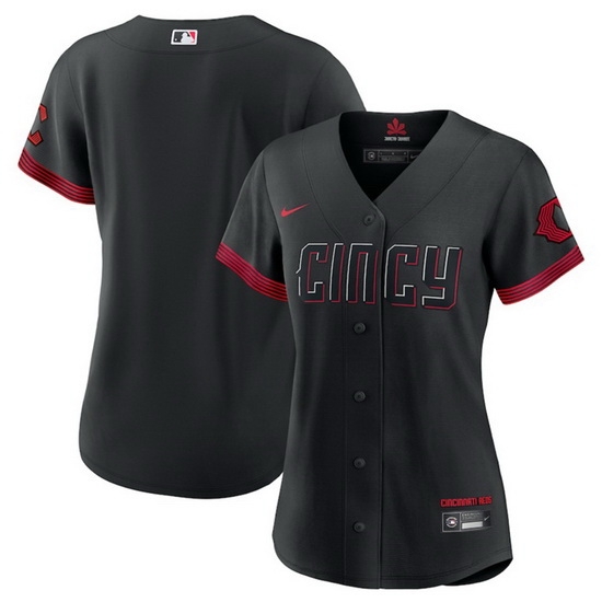 Women Cincinnati Reds Blank Black 2023 City Connect Stitched Baseball Jersey Women Cincinnati Reds Blank Black 2023 City Connect Stitched Baseball Jersey