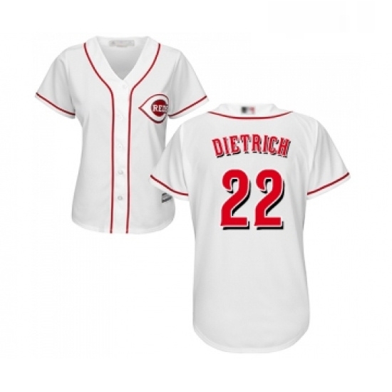 Womens Cincinnati Reds 22 Derek Dietrich Replica White Home Cool Base Baseball Jersey Womens Cincinnati Reds 22 Derek Dietrich Replica White Home Cool Base Baseball Jersey