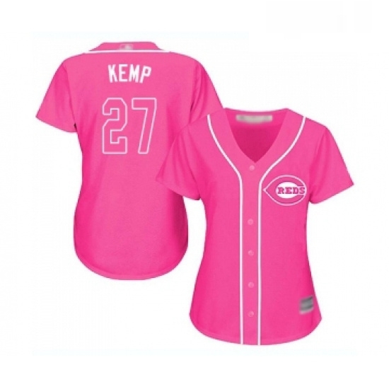 Womens Cincinnati Reds 27 Matt Kemp Replica Pink Fashion Cool Base Baseball Jersey Womens Cincinnati Reds 27 Matt Kemp Replica Pink Fashion Cool Base Baseball Jersey