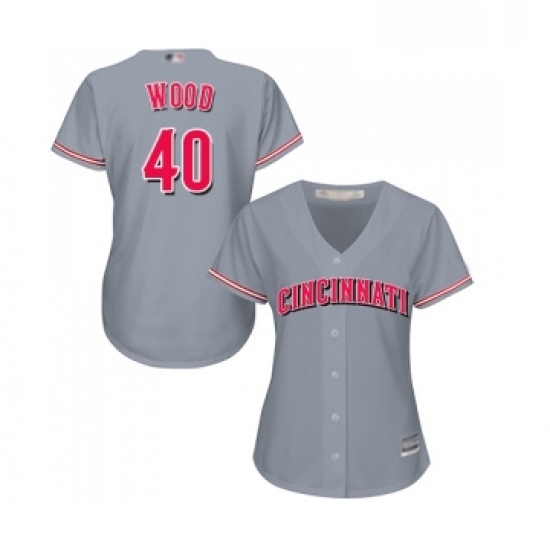Womens Cincinnati Reds 40 Alex Wood Replica Grey Road Cool Base Baseball Jersey Womens Cincinnati Reds 40 Alex Wood Replica Grey Road Cool Base Baseball Jersey